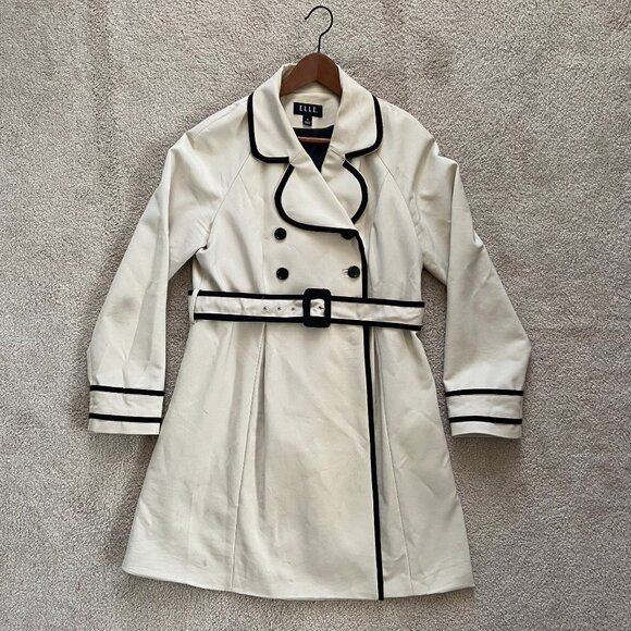 Elle Trench Coat Tan with Black Trim Size 14 - Picture 8 of 15